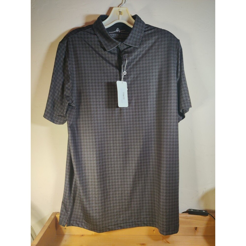 Boston Scott GEN 1 Mens Golf Polo NWT Gray Black Houndstooth S Athletic MSRP $79